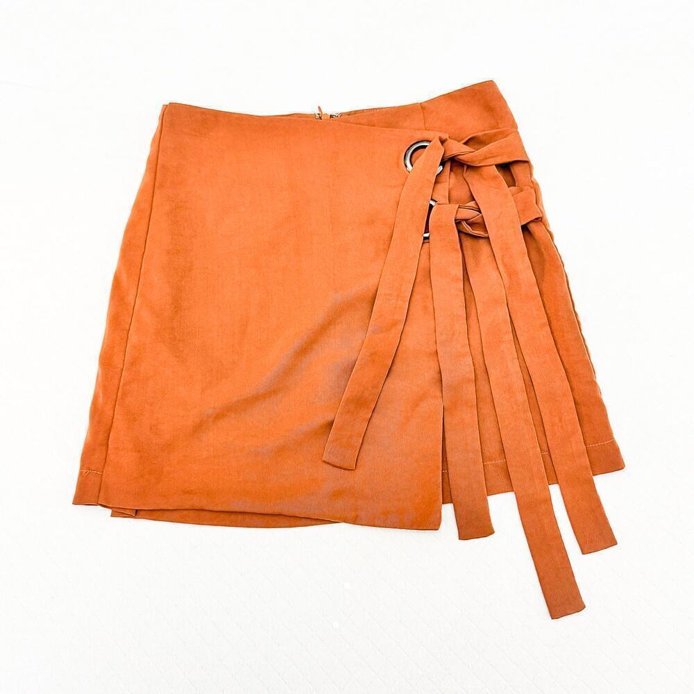 JOA Modern Masterpiece BC5946 Brown Wrap Skirt Double Bow Size Small